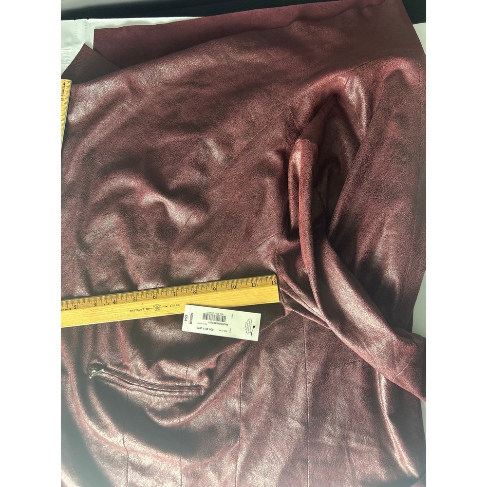 Worthington Burgundy‎ Faux Suede Open Front Blazer Jacket Medium